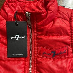 NWT 7 for all mankind bright red puffer vest